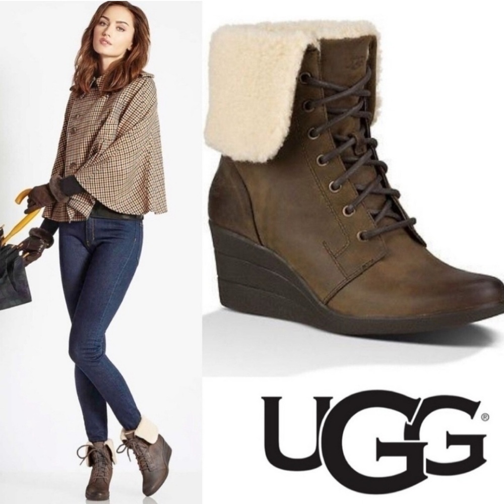 UGG Brown Ankle Boots with Cream Lining
